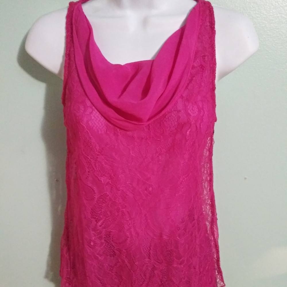 MM Couture By Miss Me Lace Silk Tank Top